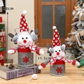 Christmas snowman fabric gift box with red snowflake embroidery and knitted hat - Large / Elk