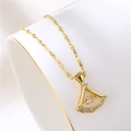 Collier doré en forme d'éventail serti de cristaux sur support minimaliste blanc - Or (Chaîne à Lèvres)