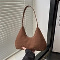 Sac à bandoulière hobo minimaliste en daim marron de style français rétro mat - Marron