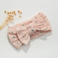 Pink floral baby headband with soft double-layer bow and yellow flower pattern - Pink With Yellow Flowers Green Leaves