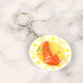 Miniature fried shrimp bowl keychain featuring realistic food model on marble background - Mini Wing Tip - Keychain
