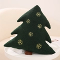 Detailed view of green fleece Christmas tree pillow with golden snowflake embroidery - Green Snowflake Tree