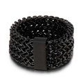 Pulsera hip hop para hombre en acero inoxidable trenzado negro con hebilla rectangular - US 8 / Negro