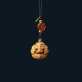 Handcarved green sandalwood beast pendant with lucky red bead on brown cord necklace - Green Sandalwood Pixiu - No Aroma Pill