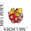Detailed embroidery texture and dimensions of red apple patch on a white background - No.6 (Red Yellow Apple)