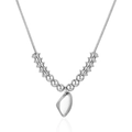 Minimalistische silberne Schlangenkette mit geometrischen Perlen und Rautenanhänger - Silber