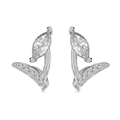 S925 sterling silver stud earrings with marquise-cut colorful cubic zirconia - Marquise Leaf Bud