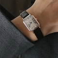 Elegant vintage square watch with rose gold case, roman numerals and black leather strap - Rose Gold Case Black Strap
