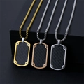Tre collane militari da uomo in oro, oro rosa e argento con intarsi in fibra di carbonio - Ciondolo Colore Acciaio (Senza Catena)