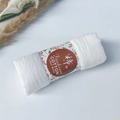 White pleated cotton viscose scarf with vintage floral brand paper wrap packaging - Style #48