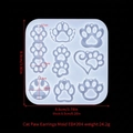Silicone cat paw and heart shape mold for DIY resin earrings and pendants with dimensions - Cat Claw Earring Mold ED#204