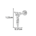 Silver heart labret piercing with triangle zircon and sharp cone pendant 1.22cm - Cone Dangle Style (2608-5#银)