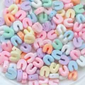 Mini macaron colored resin letter beads with side holes for DIY jewelry making - Letter U / 1 Piece