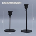 Set of 2 minimalist matte black metal pillar candle holders in 14cm and 19cm heights - Small and Medium Combination (A809) / Black