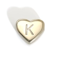Golden heart-shaped titanium steel bead with engraved letter K and 2.0mm hole size - Letter K Style (SP143S-K)