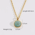 Detail showing 40+5cm chain with 0.7cm turquoise pendant in 14K gold plated steel - Turquoise Ball
