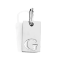 Silver rectangular pendant tag with engraved letter G and polished metallic finish - Steel G / Corroded Lettering 10*6*1.5mm