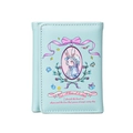 Cartera triple para mujer azul claro con linda ilustración de conejito y estampado floral - Verde