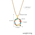 Colorful zircon paved letter Q pendant in gold finish with titanium steel chain - Letter Q