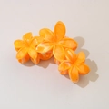 Elegant orange flower hair claw clip with marble texture effect for women's hairstyling - #21abs Orange - Three Flowers / Bulk (No Packaging)