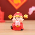 Fortune cat figurine in red traditional robe holding a pink gift box for desktop decor - Caishen Gift Box