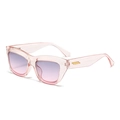 Square semi-rimless sunglasses in translucent pink frame with purple gradient lenses - Transparent Pink Frame Gradient Gray Lens