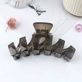 Translucent dark brown wavy hair claw clip made of matte acrylic for women styling - Gray