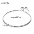 Sleek silver stainless steel snake bone chain necklace with detailed size measurements - Silver Flat Snake Chain Necklace (NK-207)