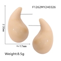 Boucles d'oreilles goutte en résine beige et acier inoxydable avec mesures détaillées - Jaune lait