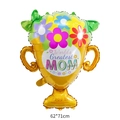 Golden trophy-shaped foil balloon for Mother's Day with World's Greatest MOM text - English Mother's Day Trophy