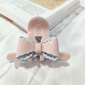 Pink and baby blue acetate bow hair claw clip with a glossy finish for elegant styling - Tiffany Blue