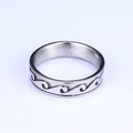 Minimalist silver stainless steel ring with wave pattern on white background - US 6 / Steel Color (19306)