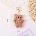 Brown curly plush bear keychain with gold metal ring and 11cm height measurement - Brown Screaming Cat (Gold Keychain)