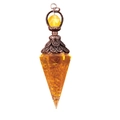 Pendentif orgone en cristal jaune avec spirale métallique et calotte fleurie en cuivre - Citrine