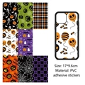 8 sheets Halloween phone case stickers with pumpkin and skull waterproof PVC designs - Halloween Theme