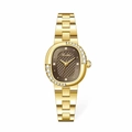 Elegant gold square watch for women with brown dial and sparkling diamond accents - Gold Case Brown Dial