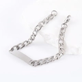 Pulsera de identidad de acero inoxidable pulido con cadena cubana sobre piedra - Color Acero