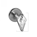 G23 titanium labret stud met interne schroefdraad en een ruitvormige heldere zirkoon - 1.2x8mm / Witte Ruit Zirconia