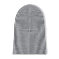 Winter grey ribbed knit balaclava mask for men and women, warm thickened full face cover - One Size / Light Gray