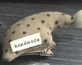 Handmade beige polka dot fabric hair clip with metal base on wooden background - 9# Handmade Tag Polka Dot Hair Clip