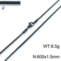 Black stainless steel snake chain necklace 1.5mm width 600mm length for men and women - Black 1.5mm Width 60cm Length (KN203602-Z)