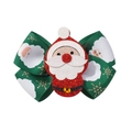 Barrette de Noël verte avec nœud scintillant Père Noël pour petites filles - Style Père Noël Vert Foncé