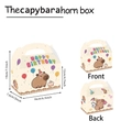 Set of 12 Capybara party favor boxes with Happy Birthday print and handle details - Gift Boxes 12PCS