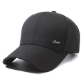 Klassieke zwarte baseballpet van twill katoen met een zilveren metalen logo - Verstelbaar / Zwart
