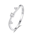 Elegante S925 sterling zilveren ring voor dames met drie fonkelende zirkonias - US 6 / Witgoud