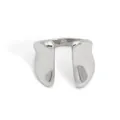 Minimalist silver-toned stainless steel open ring with a unique dual-shield design - Irregular Fluid Shape Open Style (PB699) / Silver
