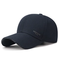 Navy blue breathable mesh baseball cap with grey side lettering and printed brim detail - Navy Blue