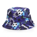 Kids' purple bucket hat featuring football pattern and athletic graphic print - 51-52CM(2-4 Years Old) / Football Type 2