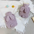 Soft purple faux rabbit fur hot water bottle featuring cute long bunny ears and tail - 1000ml / Long / Purple