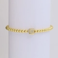 18k gold cube letter P bead bracelet with sparkling micro-pave crystal settings - Letter P